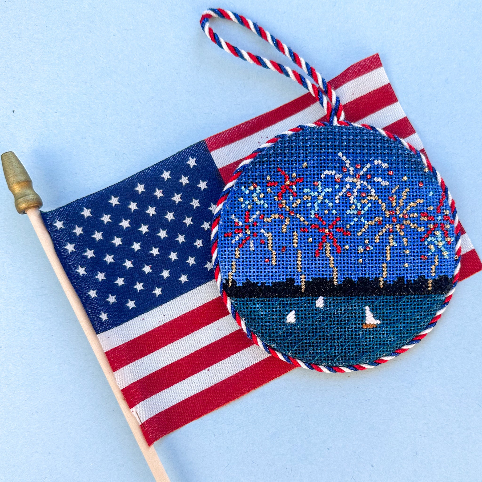 4th Of July Grill With Stitch Guide Needlepoint Canvas from Lycette  Designs. Needlepoint canvases, fibers, and finishing.