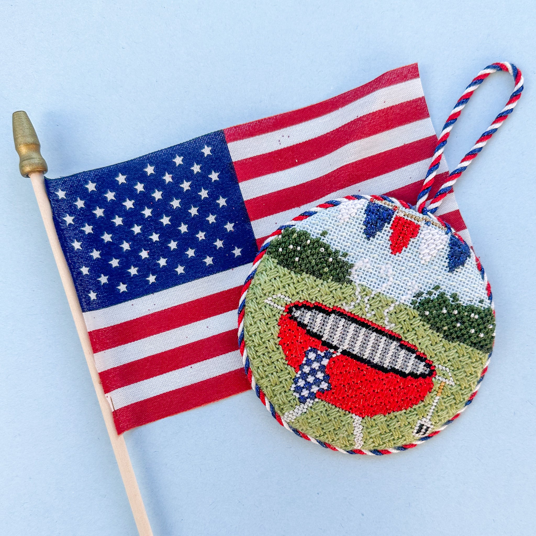 4th Of July Grill With Stitch Guide Needlepoint Canvas from Lycette  Designs. Needlepoint canvases, fibers, and finishing.