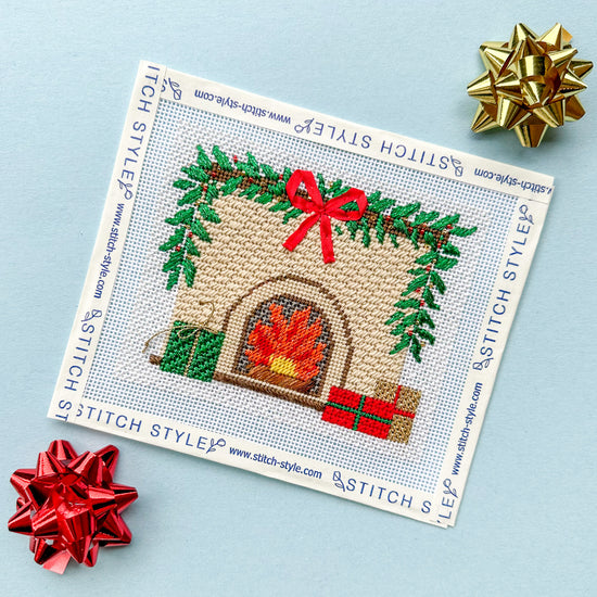 Christmas Fireplace Needlepoint Canvas