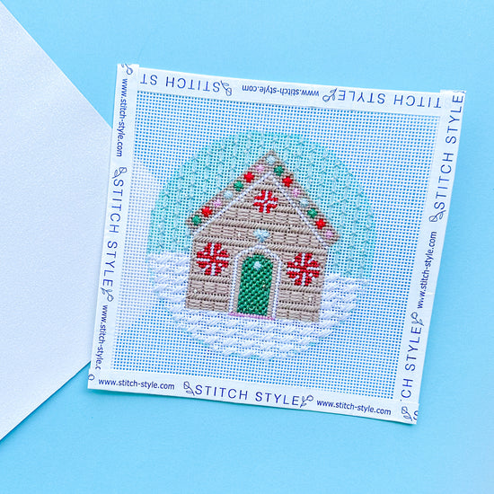 North Pole Needlepoint Canvas: Gingerbread House Ornament