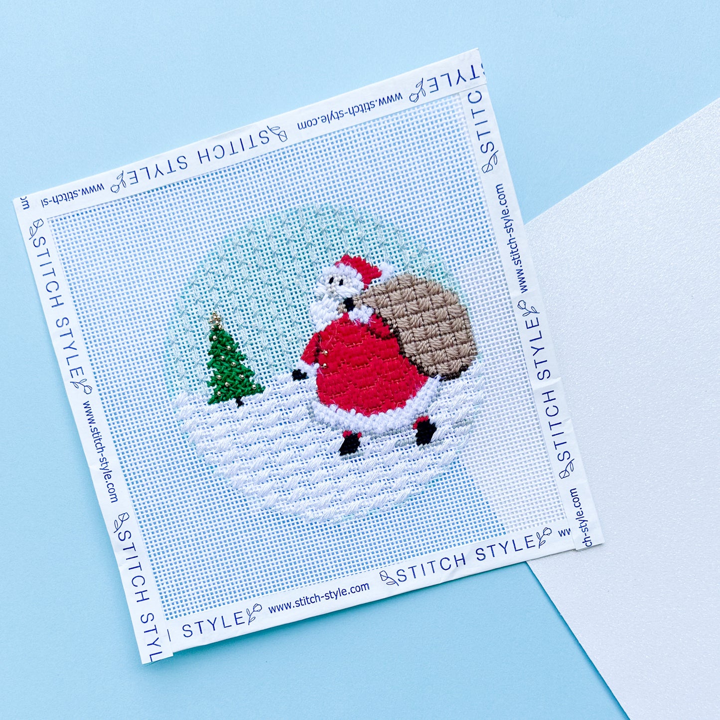 North Pole Needlepoint Canvas: Santa with Toy Sack Ornament