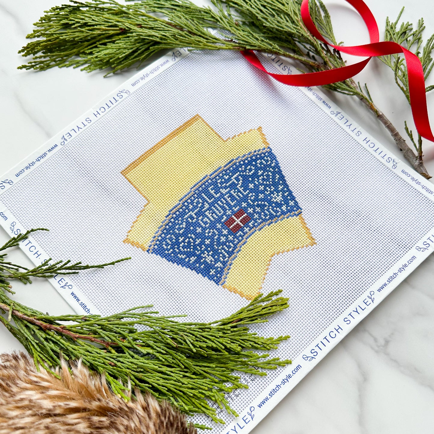 3D Wedge of Gruyere Cheese Needlepoint Canvas