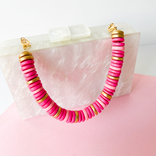 MOLLYBEADS Clutch Handle- Hot Pink & Light Pink