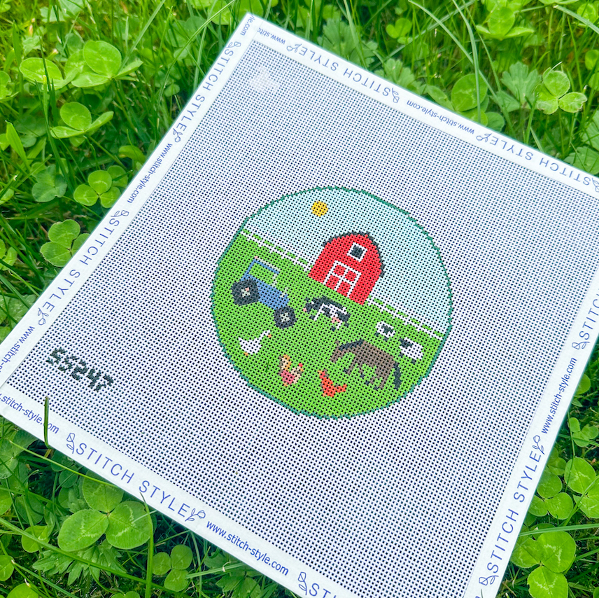 Farm Animal Round Needlepoint Canvas