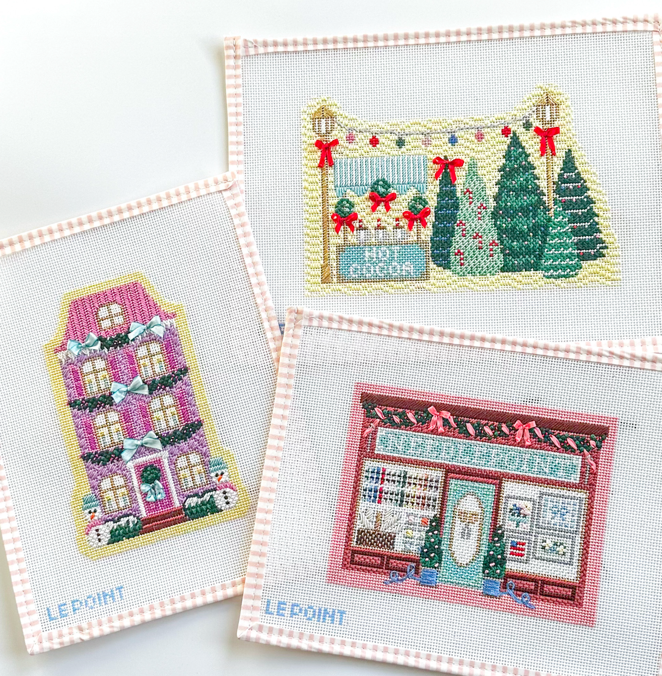 Set of Three Stitch Guides for Le Point Studio Canvases – 2024 Christmas Village Series