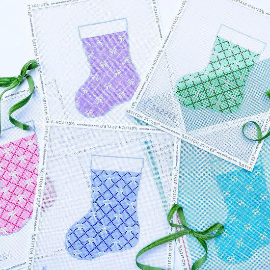 Bow Mini-Stocking Needlepoint Canvases