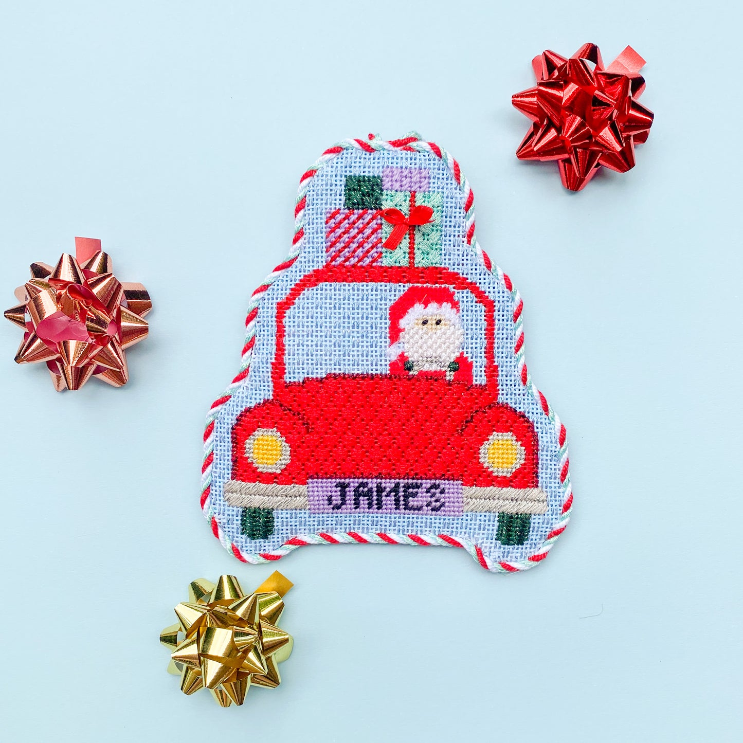 Santa in Car Needlepoint Canvas