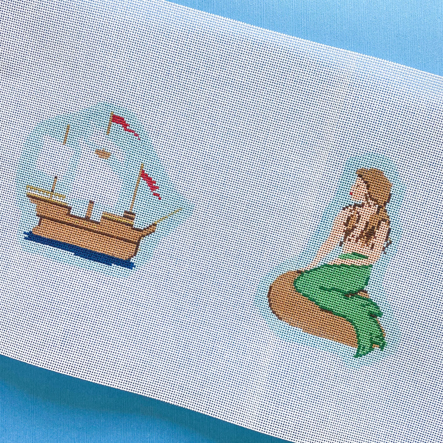 Fairy Tales and Fables: Little Mermaid and Ship Needlepoint Canvas