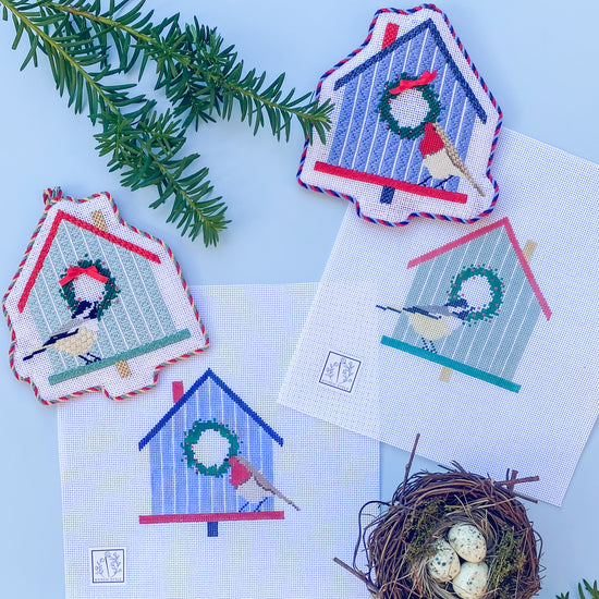 Christmas Bird House Needlepoint Canvases