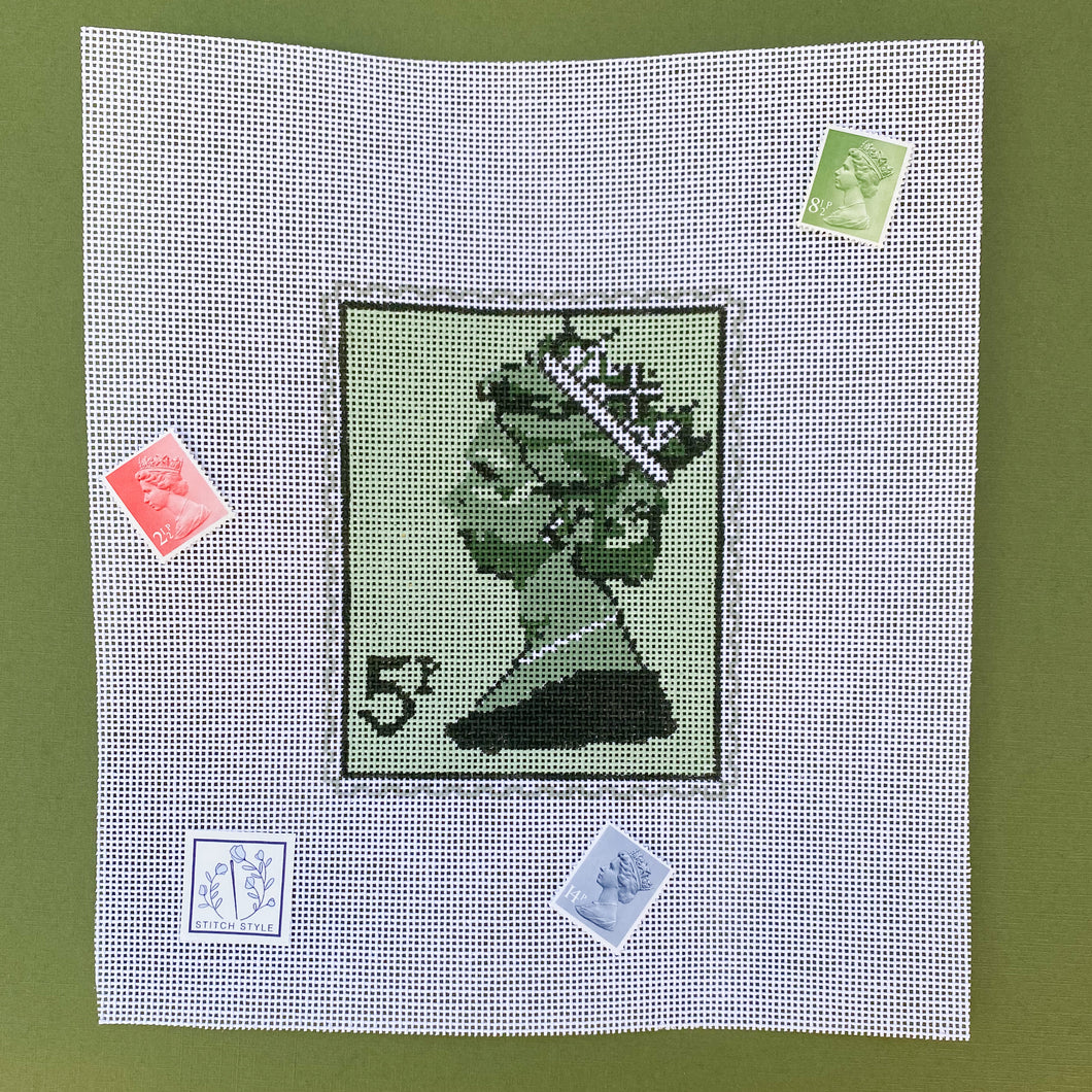 Queen Elizabeth Stamp Needlepoint Canvas