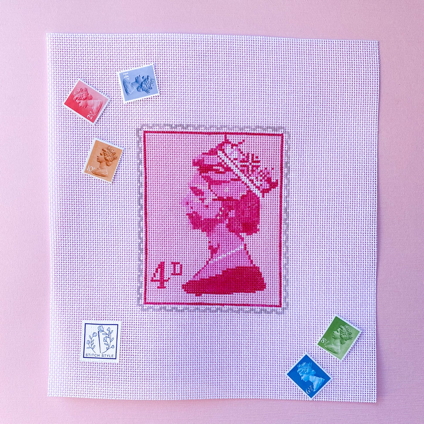 Queen Elizabeth Stamp Needlepoint Canvas